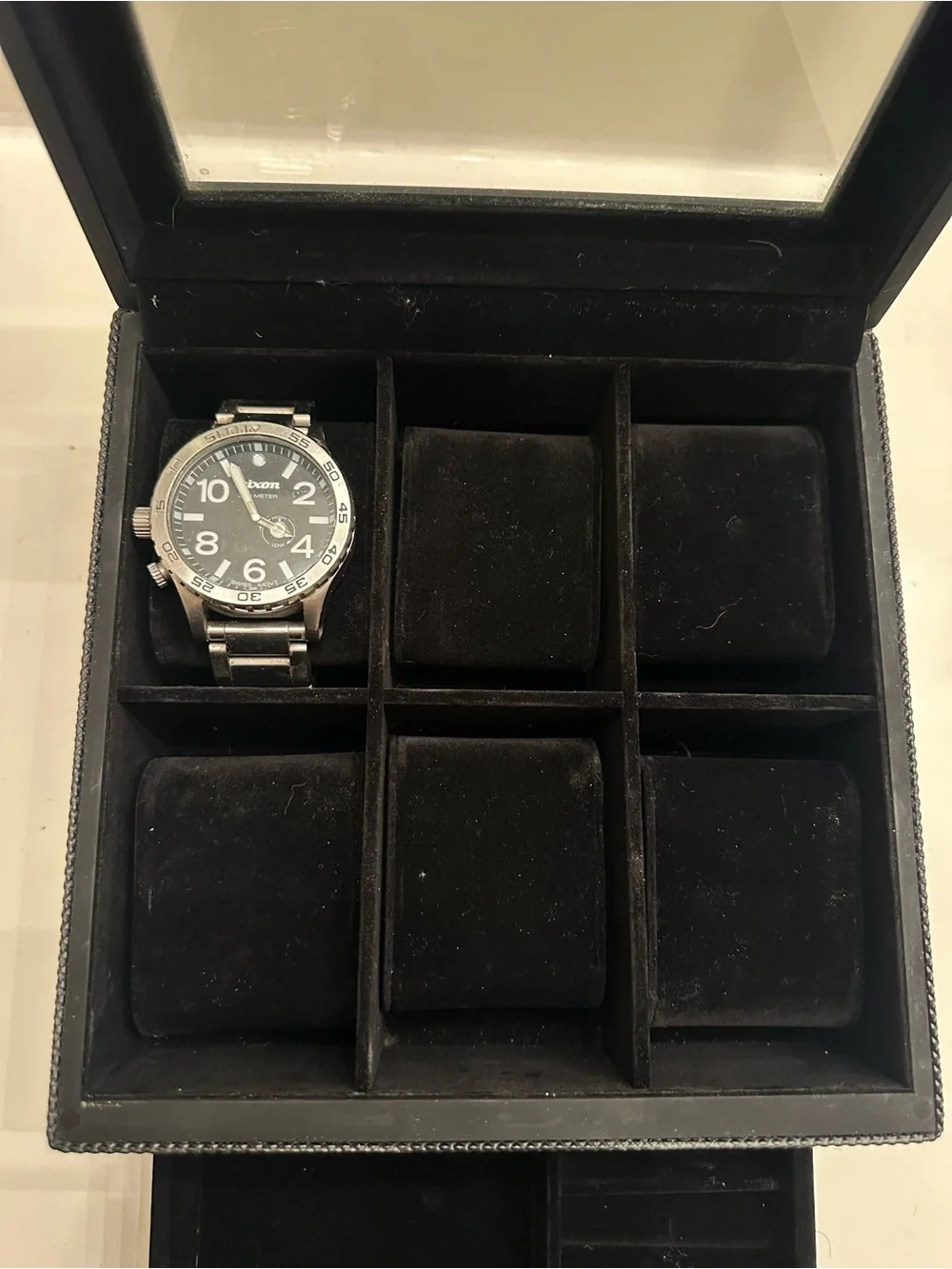 Black Watch Jewelry Organizer with Glass Top - Classic Home Storage